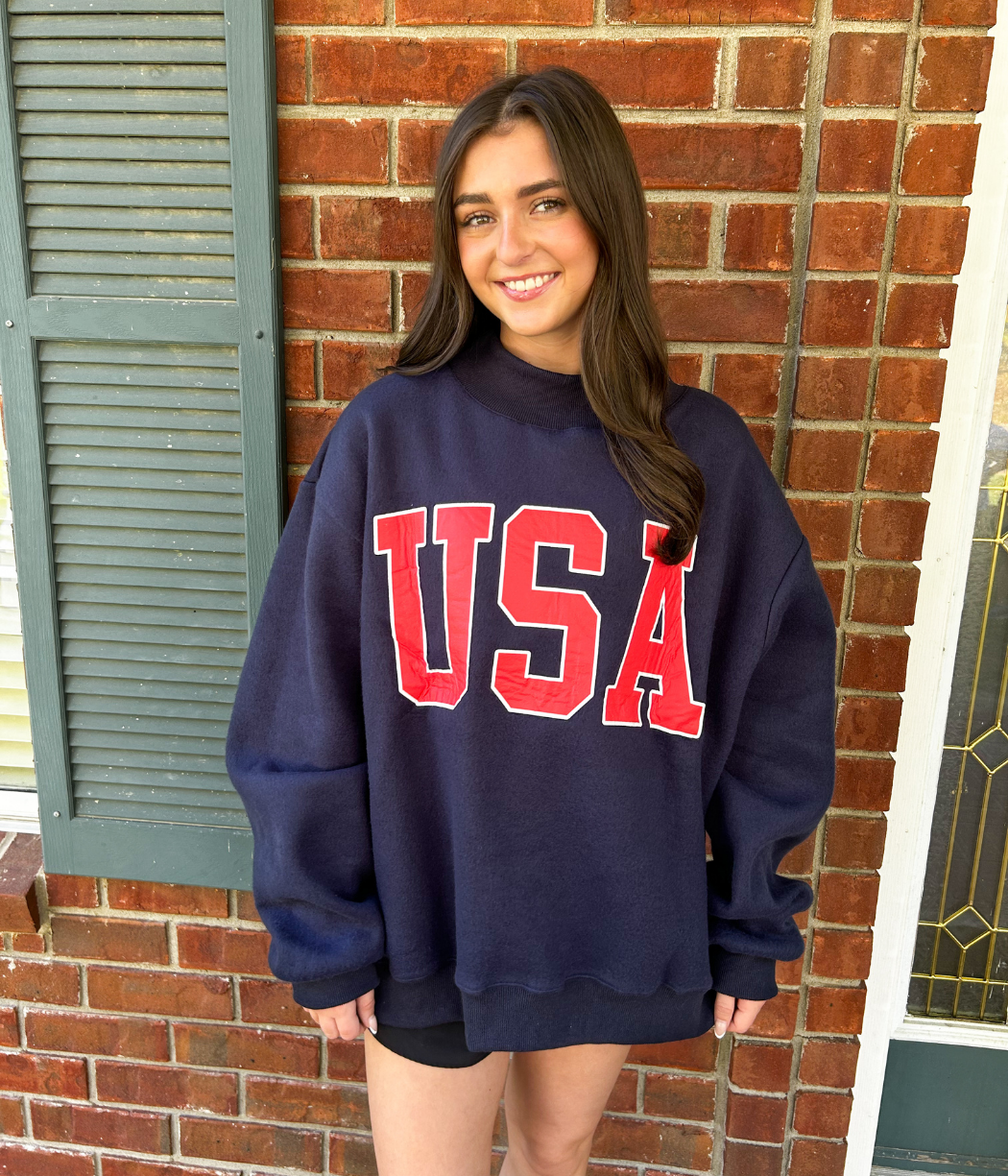 USA & Flag Mock Neck Sweatshirt