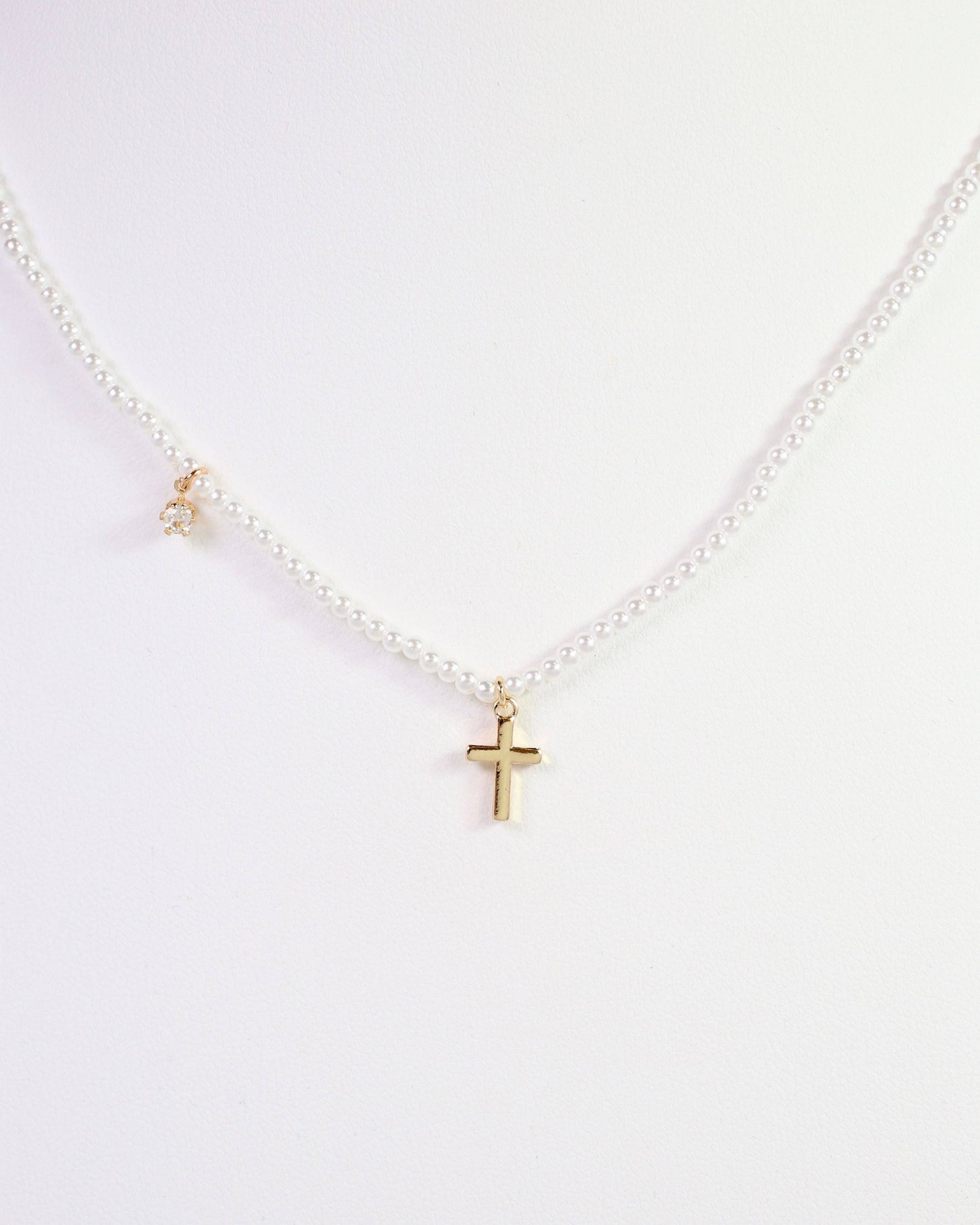 The Faith Cross Pearl Necklace