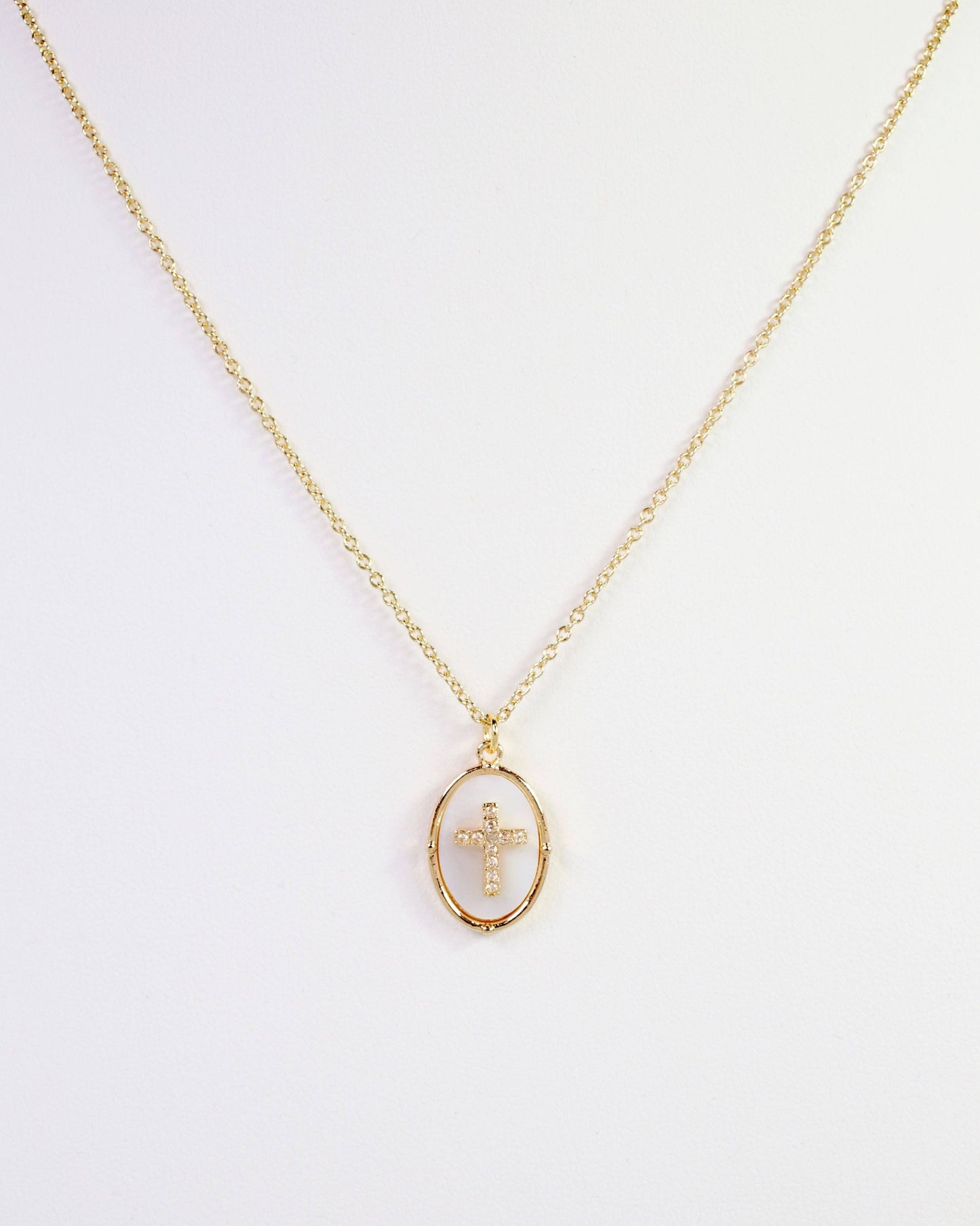 Claremont Mother of Pearl Cross Necklace