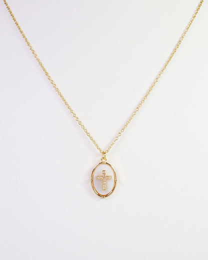 Claremont Mother of Pearl Cross Necklace