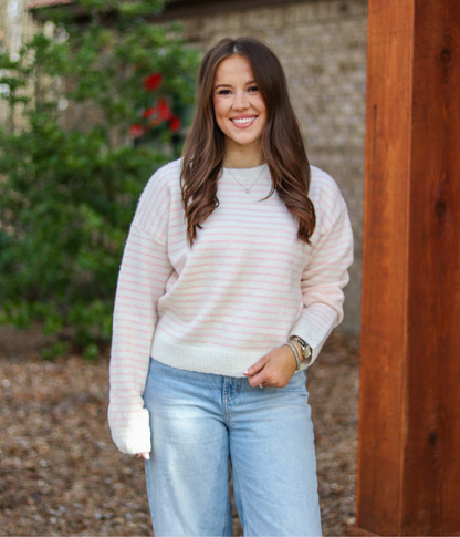 Soft Skies Pink Stripe Sweater