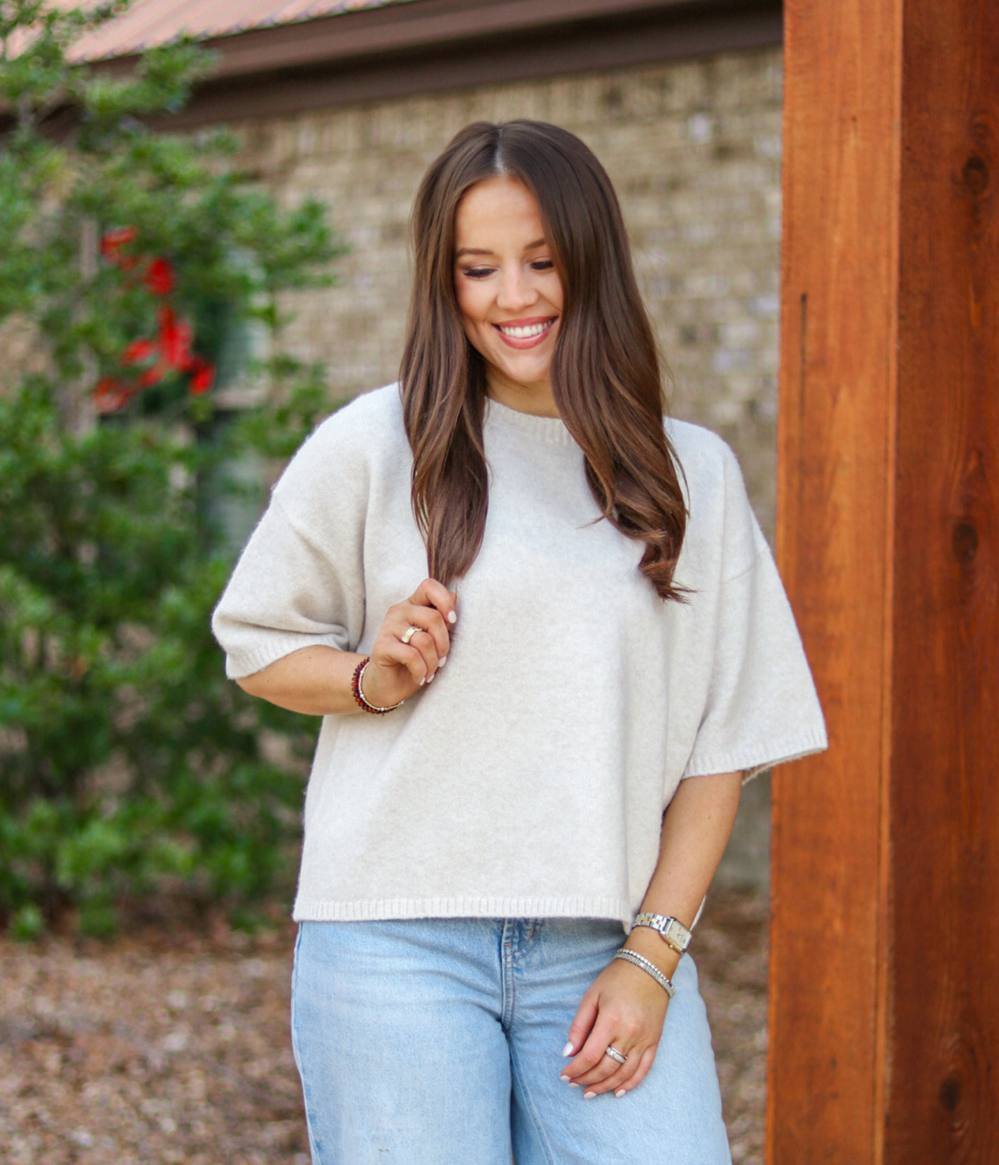 The Everyday Sweater Tee - Cream