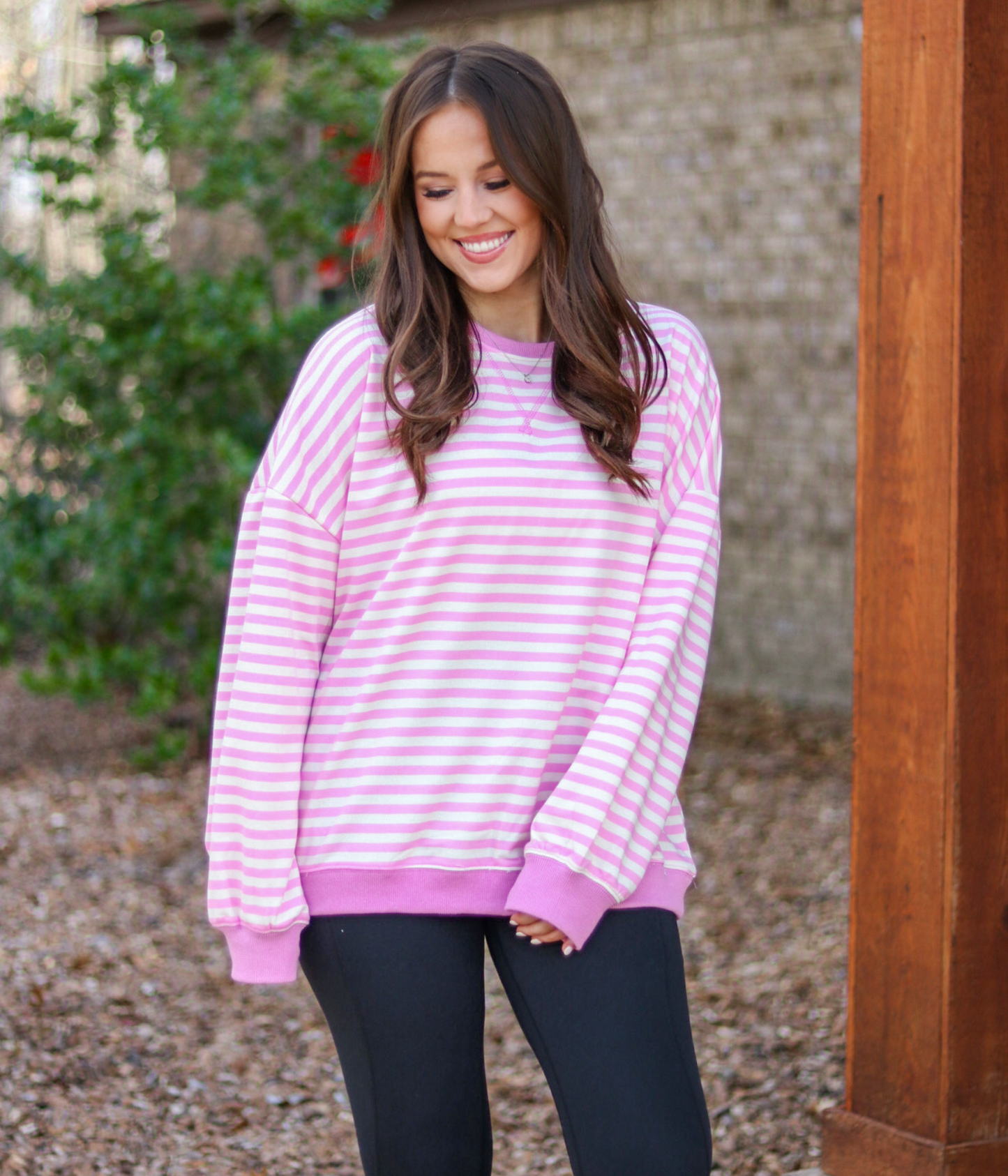 Easy Days Pink Stripe Pullover