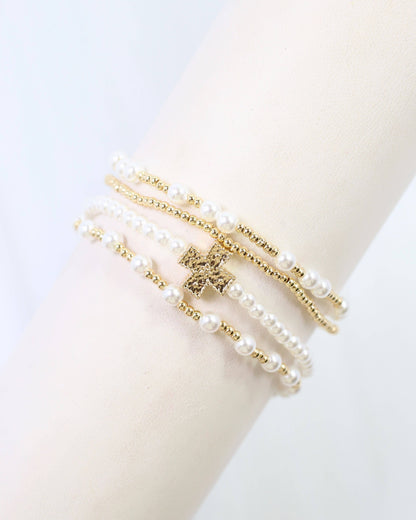 Ada Pearl Cross Bracelet Set