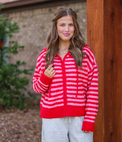 Strawberry Skies Zip Up Sweater