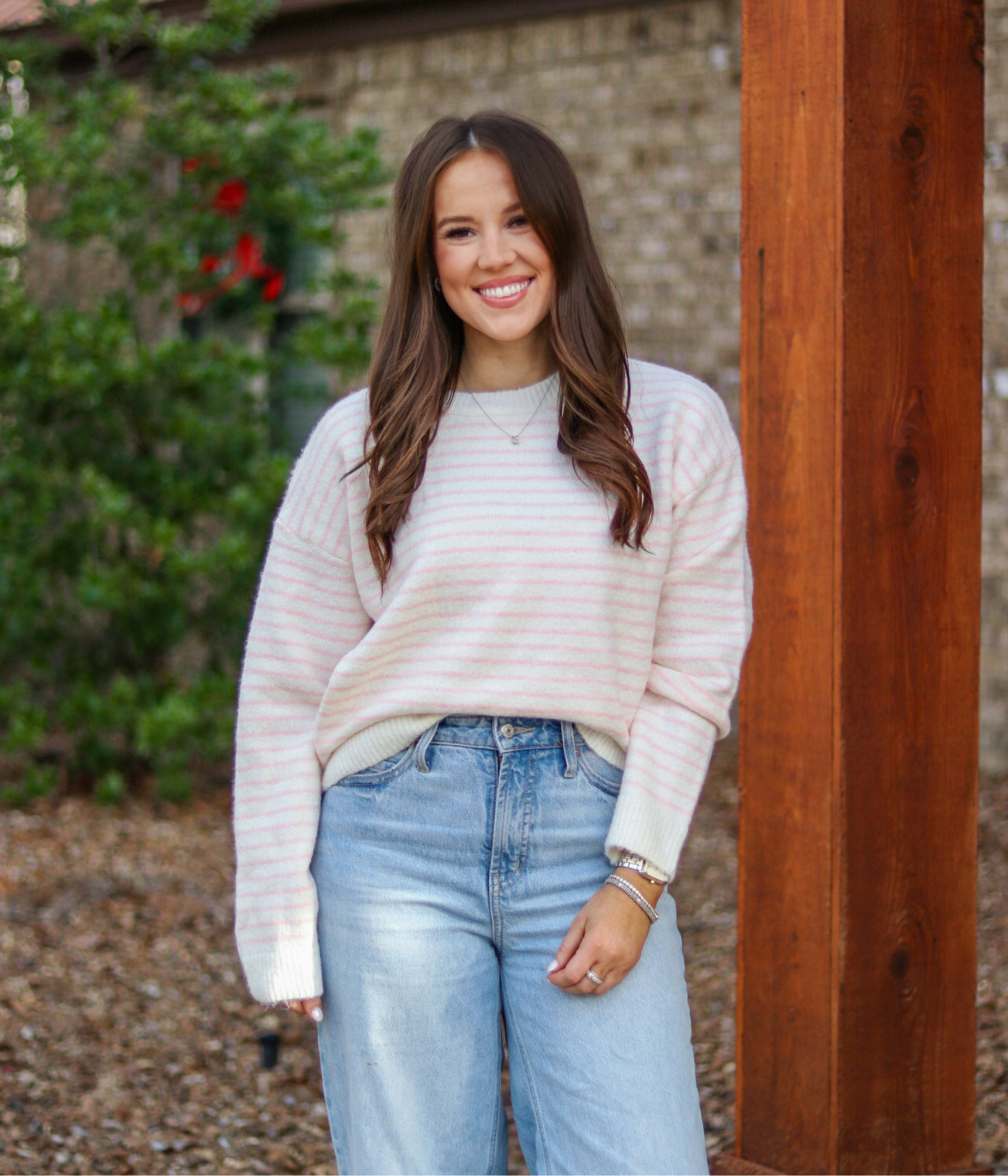 Soft Skies Pink Stripe Sweater