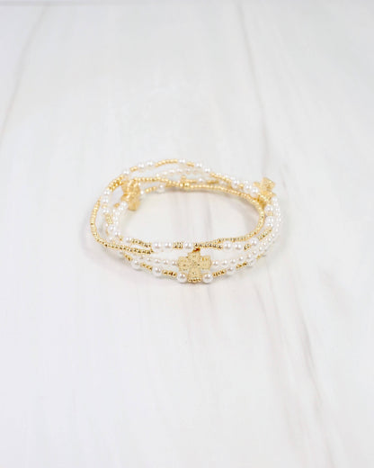 Ada Pearl Cross Bracelet Set