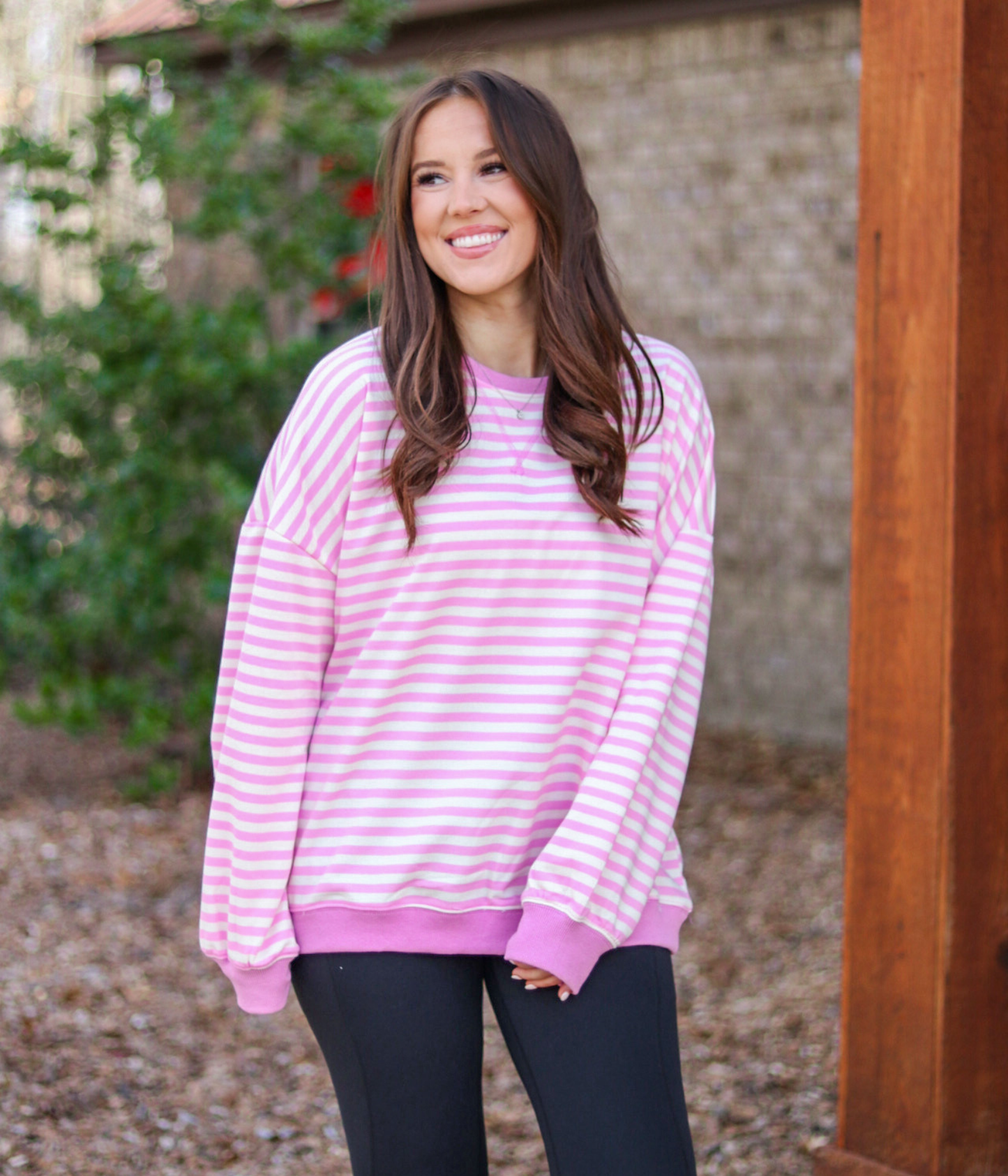 Easy Days Pink Stripe Pullover