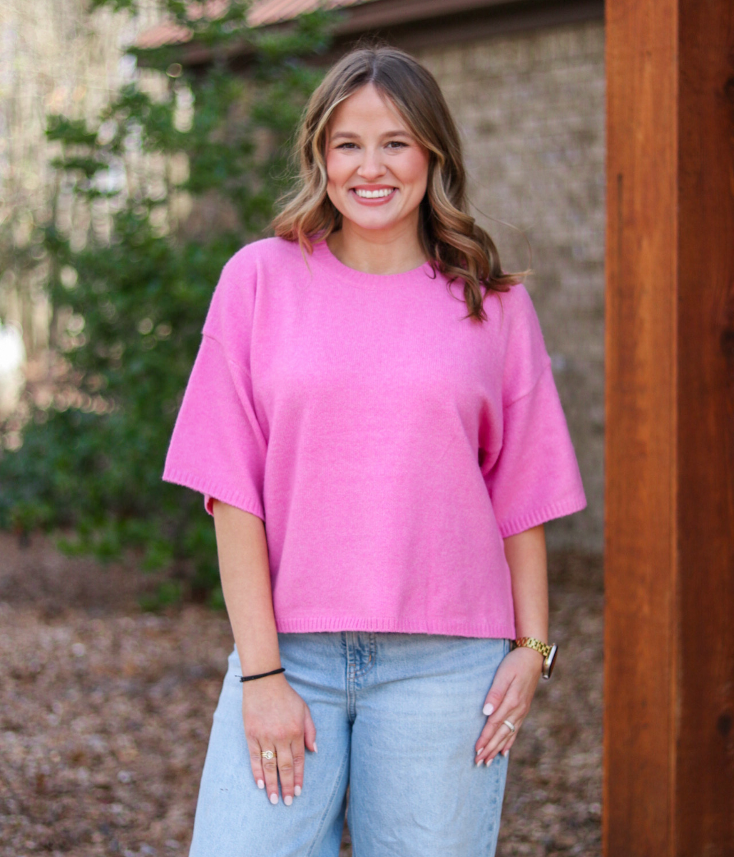 The Everyday Sweater Tee - Pink