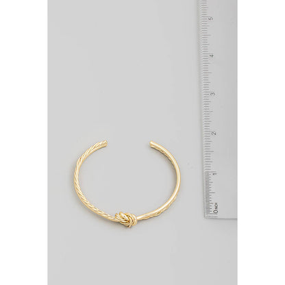 Wire Smooth Rope Knot Open Cuff Bracelet Gold