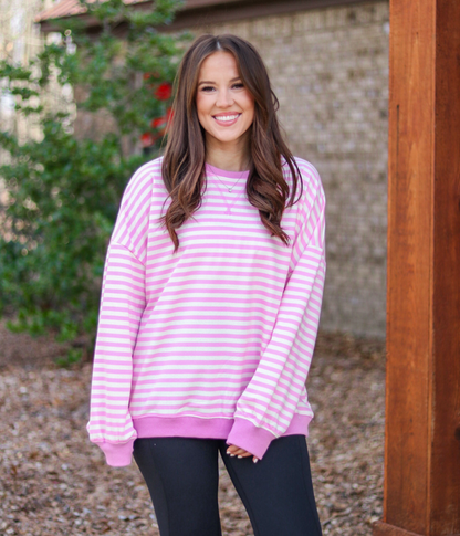 Easy Days Pink Stripe Pullover