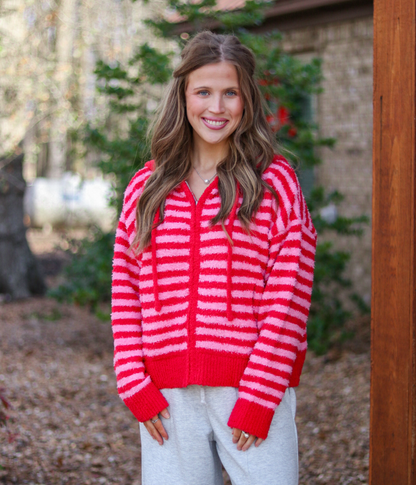 Strawberry Skies Zip Up Sweater