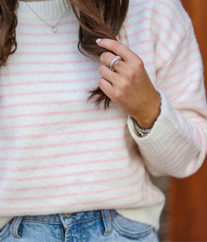 Soft Skies Pink Stripe Sweater
