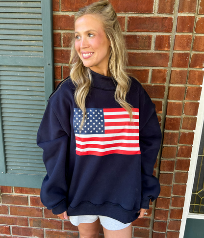 USA & Flag Mock Neck Sweatshirt