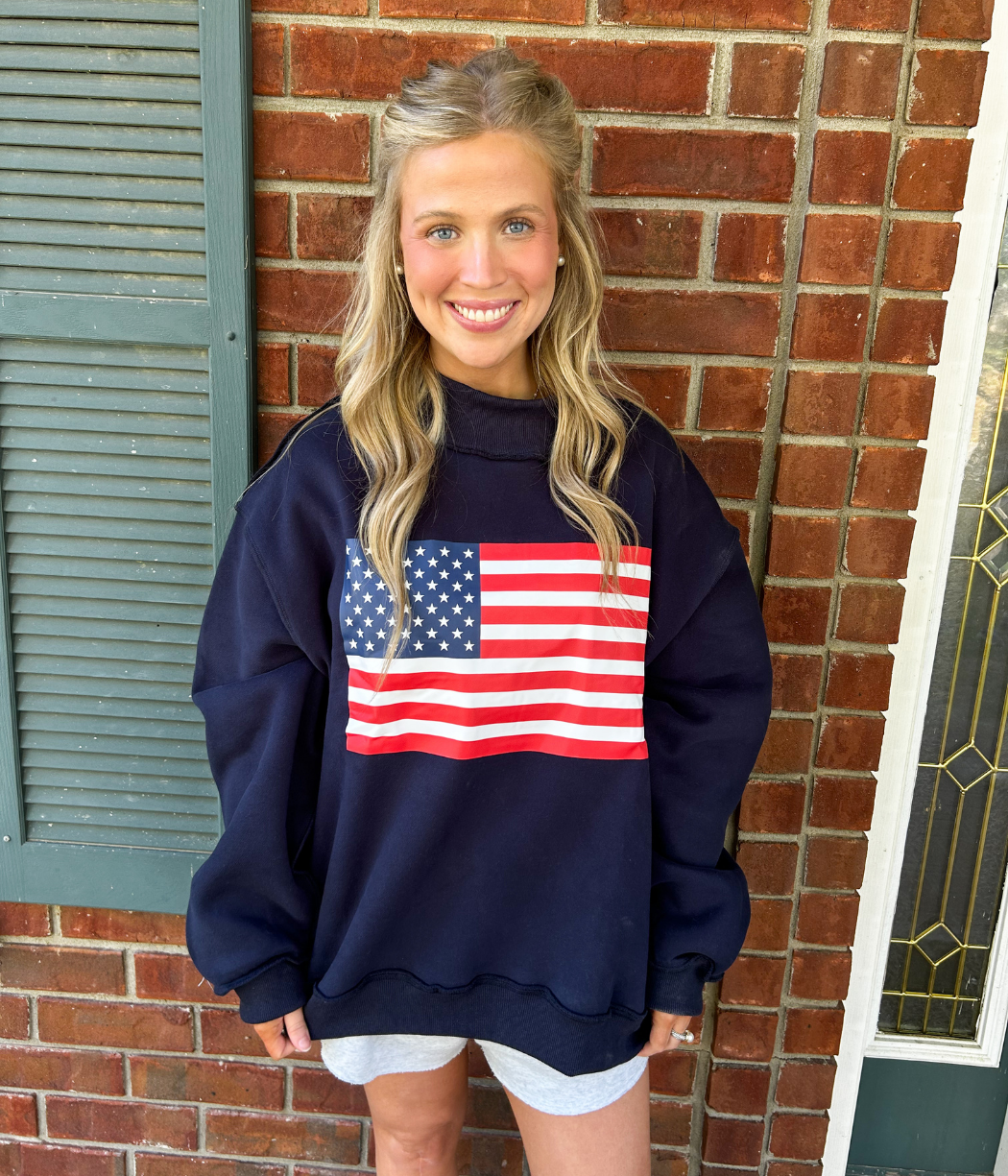 USA & Flag Mock Neck Sweatshirt