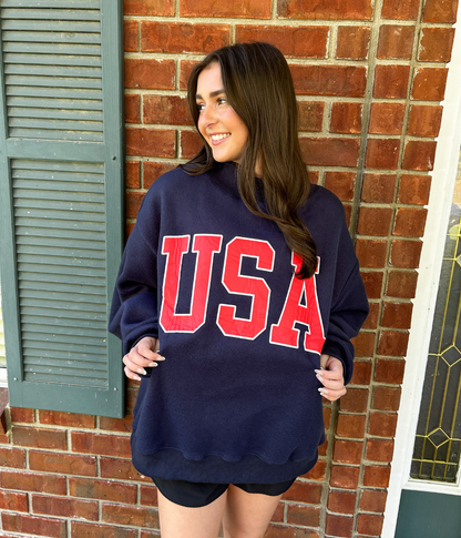 USA & Flag Mock Neck Sweatshirt