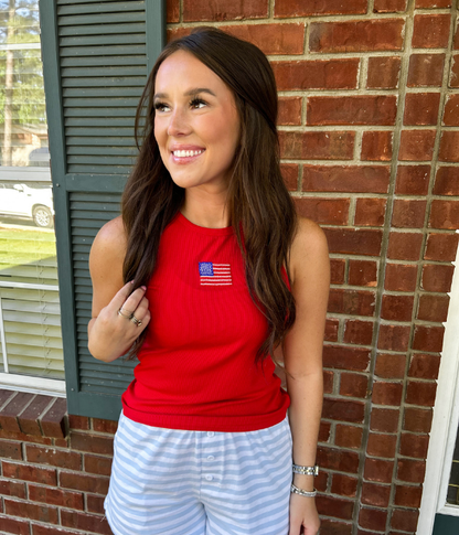 USA Beaded Ribbed Tank Top
