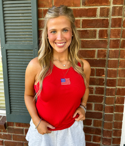 USA Beaded Ribbed Tank Top