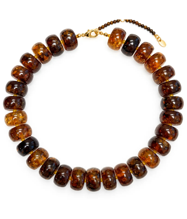 The Sienna Chunky Beaded Necklace - Brown