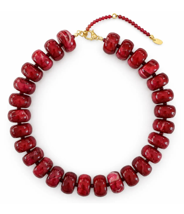 The Sienna Chunky Beaded Necklace - Maroon