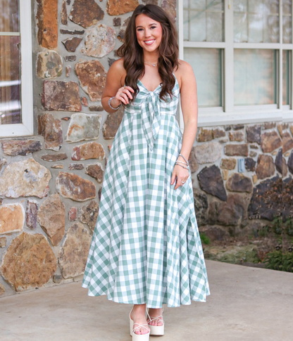 The Blakely Tie Front Gingham Dress
