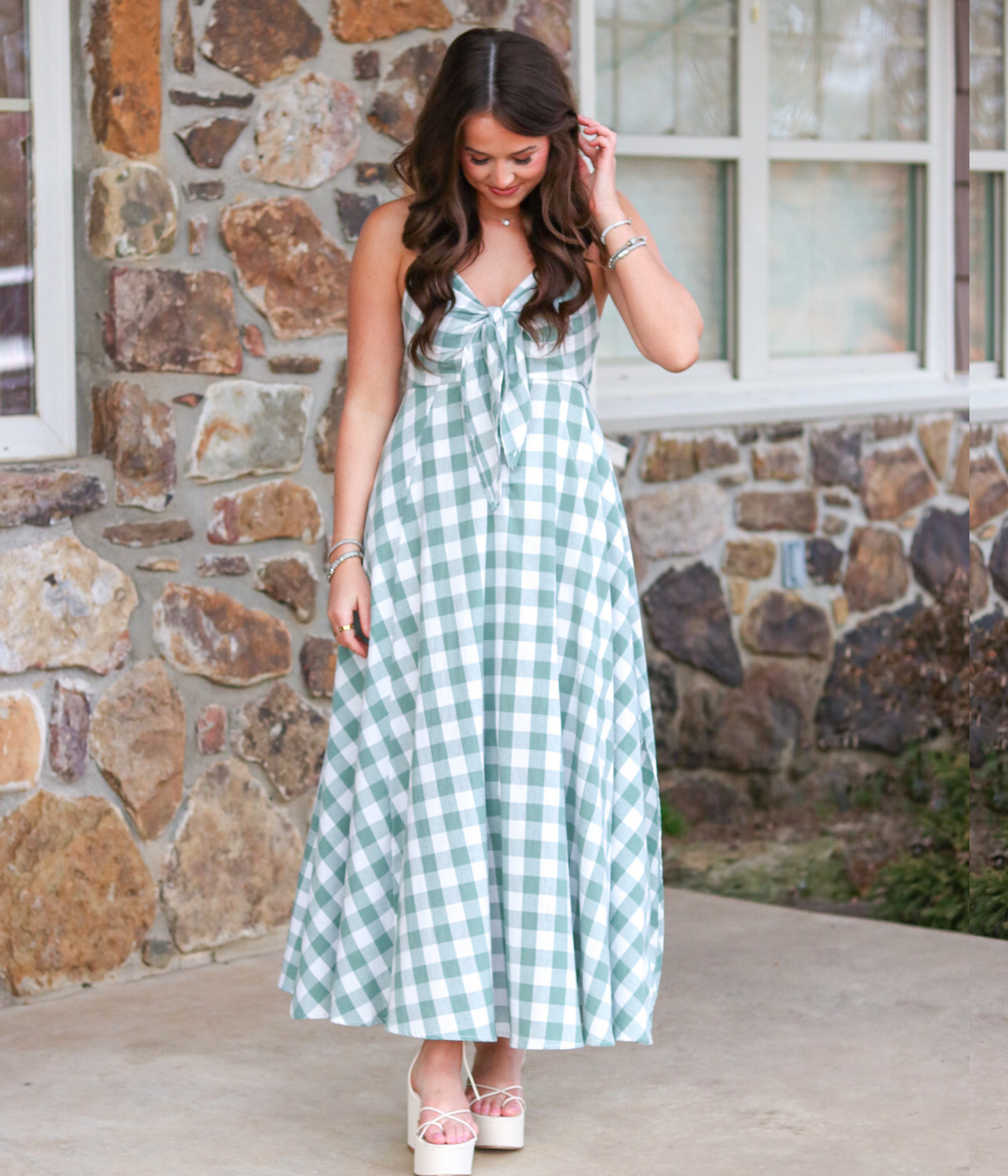 The Blakely Tie Front Gingham Dress