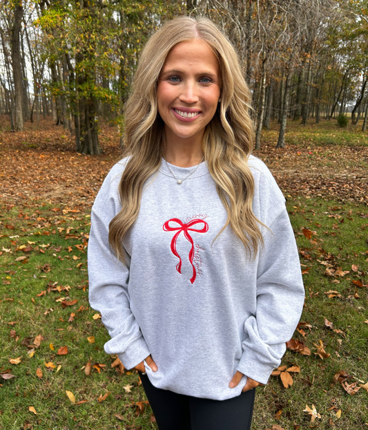 Merry Christmas Bow Embroidered Sweatshirt