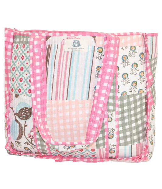 Lila Gingham Tote Bag