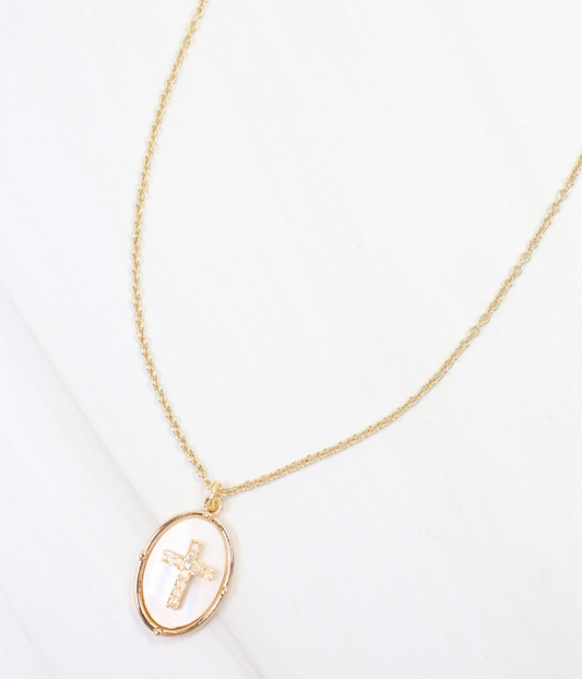 Claremont Mother of Pearl Cross Necklace
