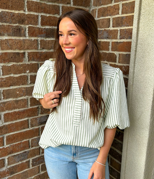 Sylvie Green Striped Top