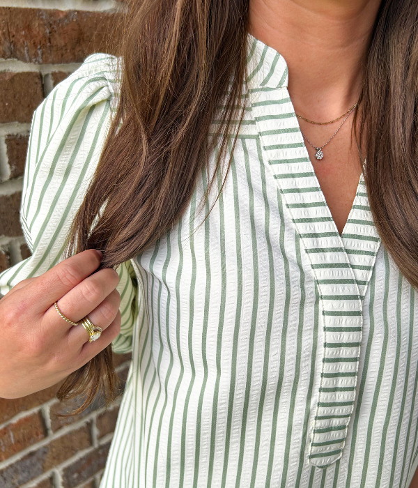 Sylvie Green Striped Top