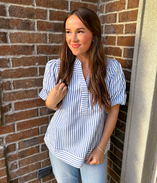 Sylvie Blue Striped Top