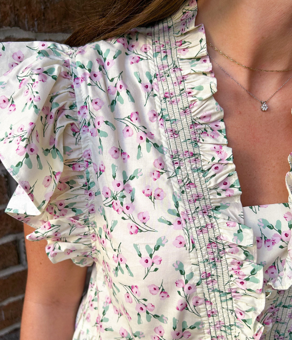 Petite Floral Ruffle Top