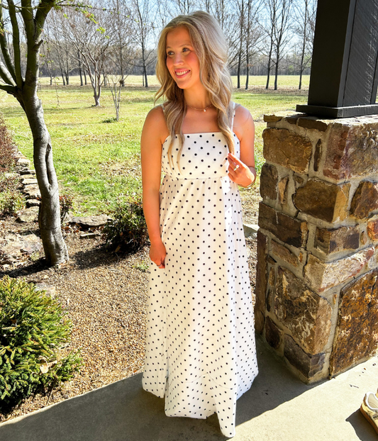 Polka Dot Strap Maxi Dress