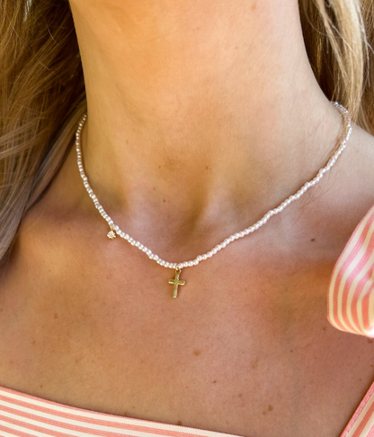 The Faith Cross Pearl Necklace
