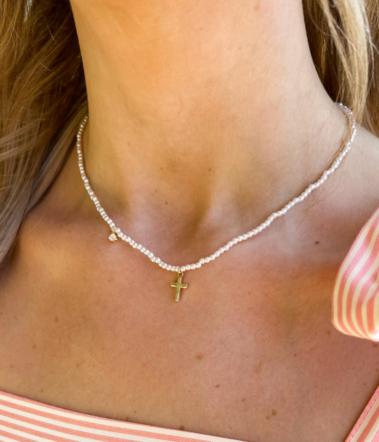 The Faith Cross Pearl Necklace