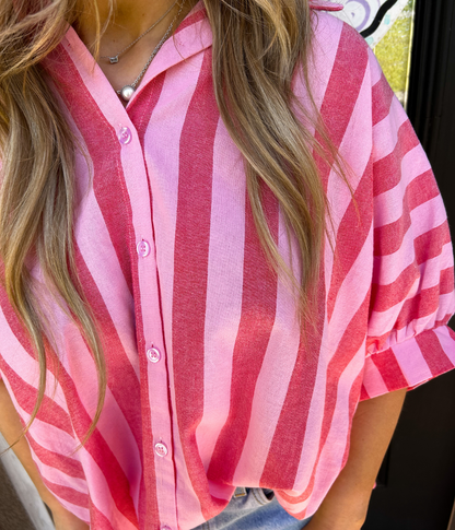 Pretty In Pink Striped Top
