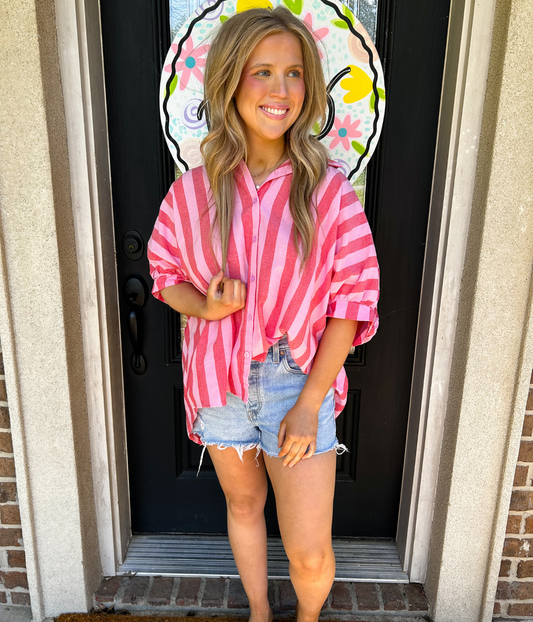 Pretty In Pink Striped Top