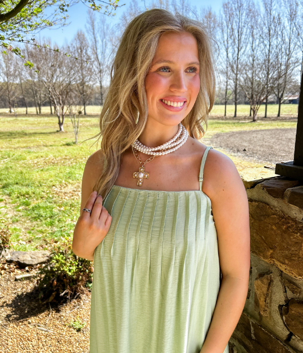 Eden Lime Pleated Maxi Dress