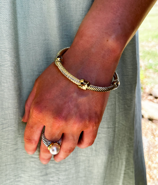 Gold Dipped 5Mm Cable Cuff Bracelet