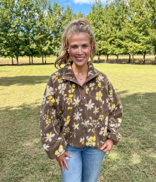 Mocha Bloom Sherpa Pullover