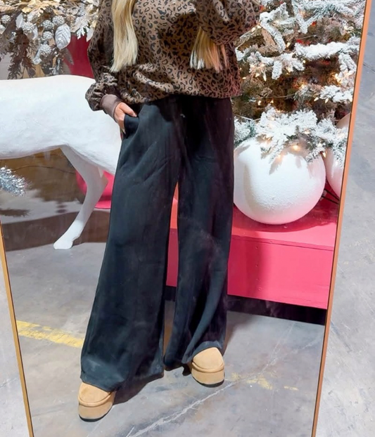 Scuba Wide Leg Black Pants