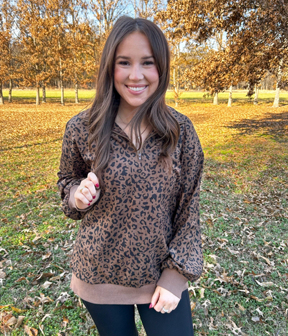 Sierra Leopard Quarter Zip Pullover