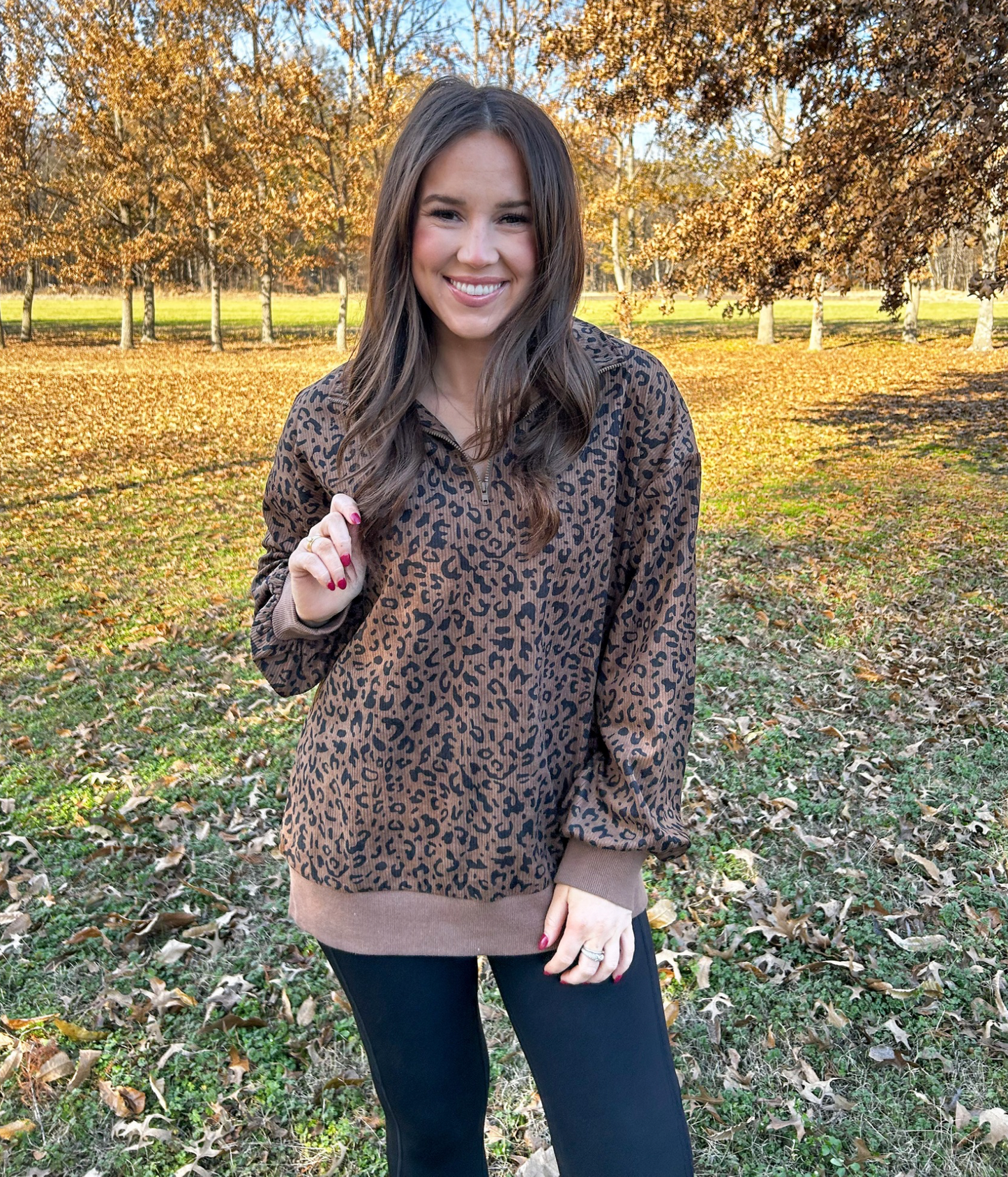 Sierra Leopard Quarter Zip Pullover