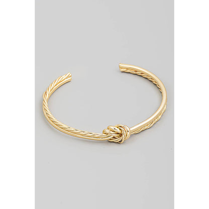 Wire Smooth Rope Knot Open Cuff Bracelet Gold