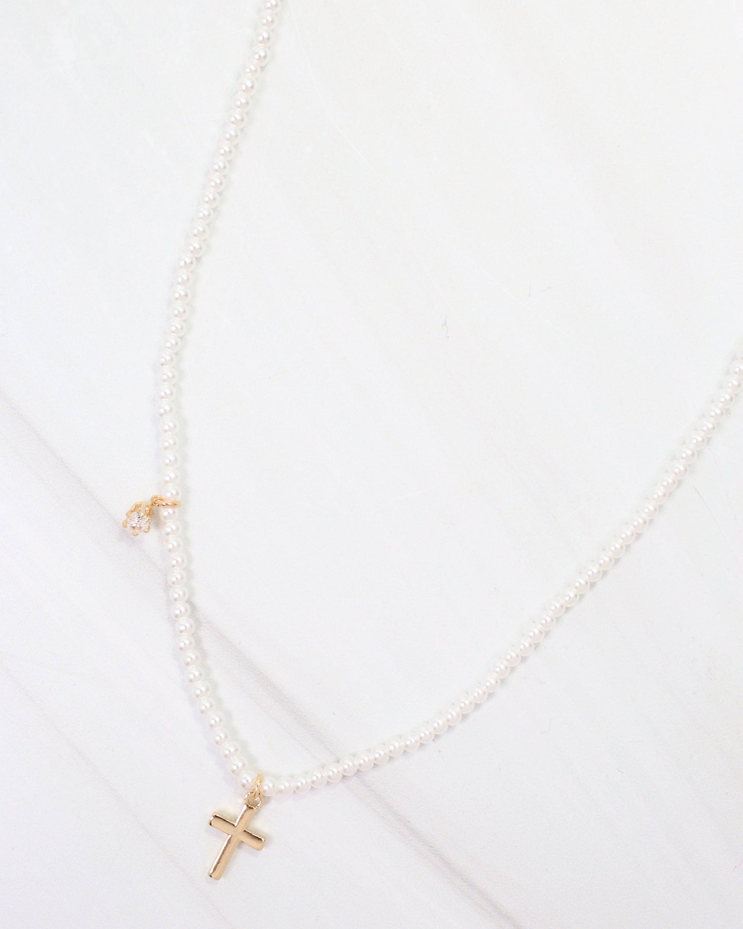 The Faith Cross Pearl Necklace