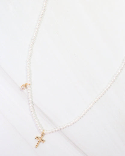 The Faith Cross Pearl Necklace
