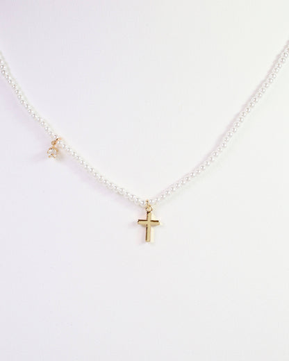 The Faith Cross Pearl Necklace